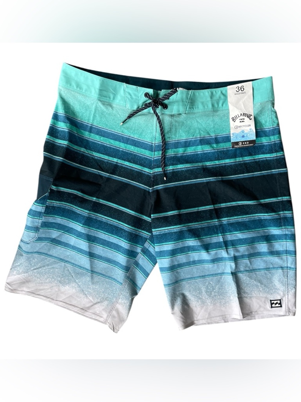 NWT Billabong Men’s Teal Gradient Striped Board Shorts